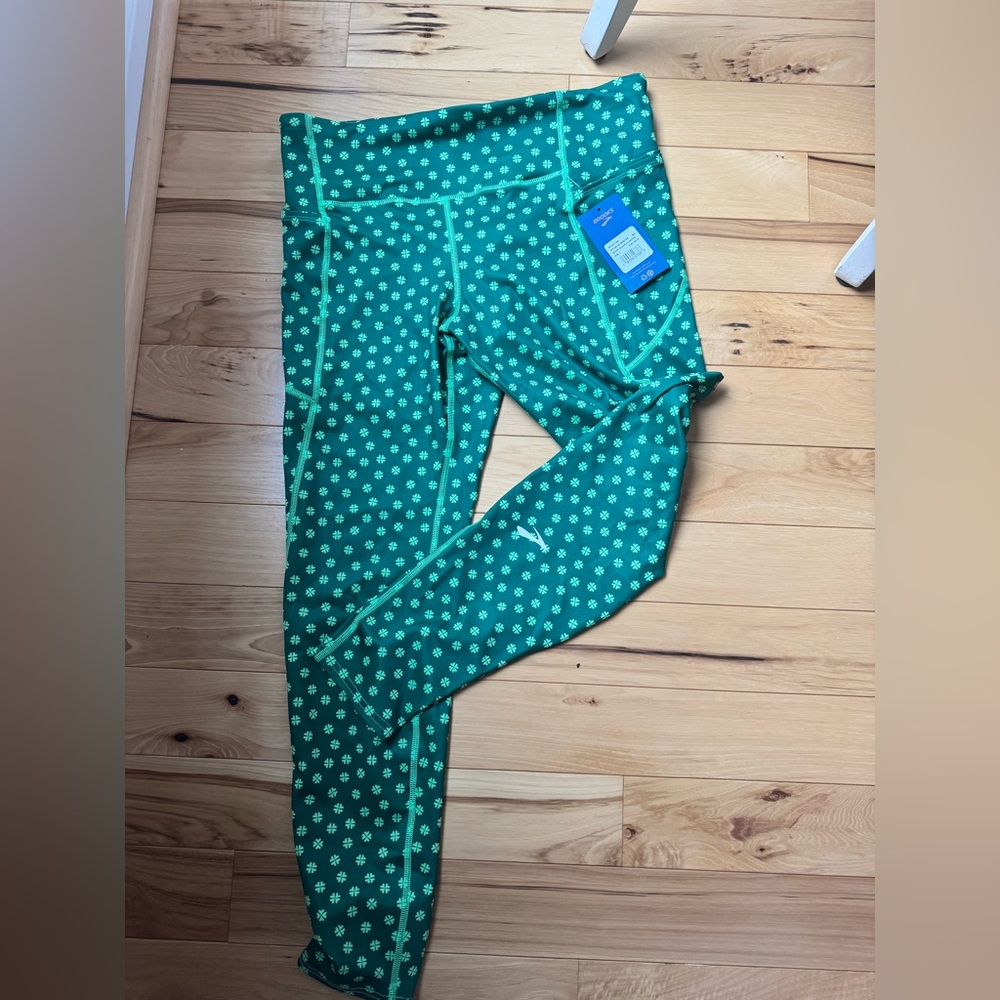 Brooks Green Floral-Print Girls' Leggings